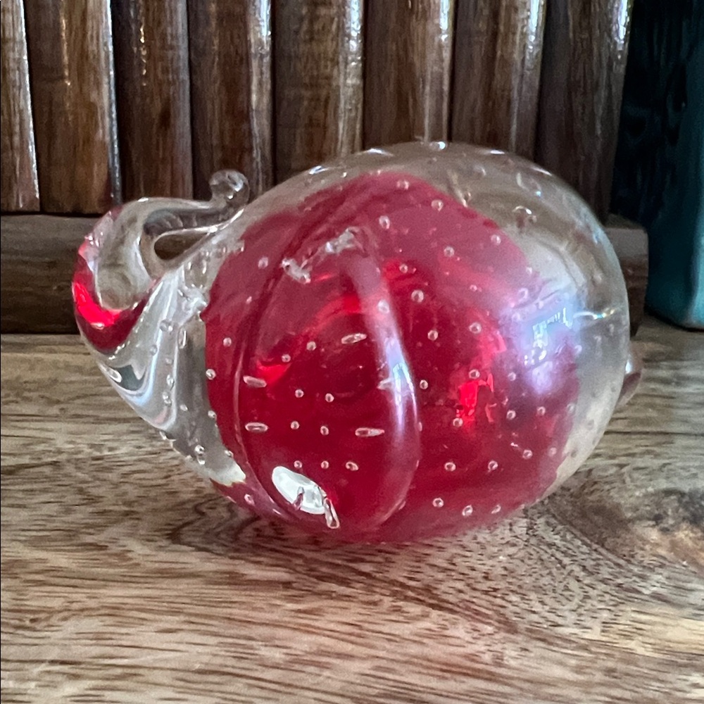 Glass Apple Paperweight with Red Core